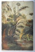 VICTORIAN 19TH CENTURY WOODLANDS PAINTING OIL ON CANVAS