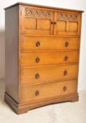 VINTAGE JACOBEAN REVIVAL OAK BEDROOM CHEST OF DRAWERS