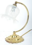 VINTAGE 20TH CENTURY BRASS AND GLASS TABLE LAMP