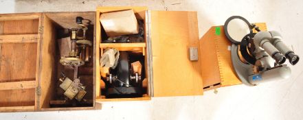 THREE MID CENTURY MICROSCOPES