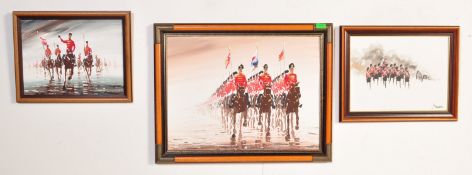 TRIO OF MILITARY OIL PAINTINGS