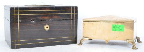 19TH CENTURY COROMANDEL BOX & BRASS TOBACCO BOX