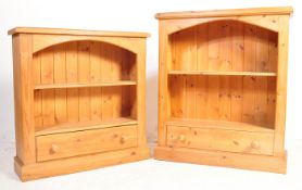 PAIR OF VINTAGE PINE WOOD OPEN FACED BOOKCASES