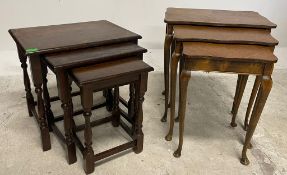 TWO VINTAGE 20TH CENTURY OAK NEST OF GRADUATING TABLES