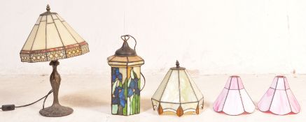 COLLECTION OF RETRO VINTAGE TIFFANY STYLE LIGHTS LAMPS