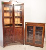 TWO 1920S OAK DISPLAY BOOKCASES / CABINETS