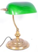 VINTAGE GLASS & BRASS BANKERS LAMP