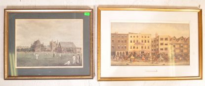 MAGGS OF BRISTOL COACHING LITHOGRAPH & CRICKET SCENE