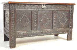 18TH CENTURY CARVED OAK WOOD COFFER