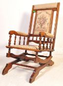 LATE 19TH CENTURY VICTORIAN MAHOGANY BOSTON ROCKER