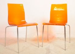 PAIR RETRO CONTEMPORARY ORANGE GEL CHAIRS