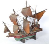 16TH CENTURY GALLEON SCRATCH BUILT MODEL SHIP