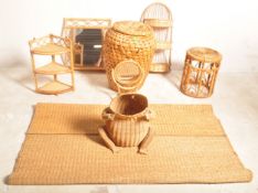 ASSORTMENT OF RETRO VINTAGE CIRCA 1970S BAMBOO WICKER ITEMS
