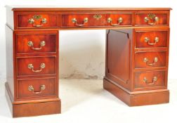 VICTORIAN REVIVAL MAHOGANY PEDSTAL WRITING DESK
