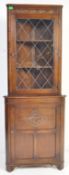 VINTAGE 20TH CENTURY JACOBEAN REVIVAL OAK CORNER CUPBOARD