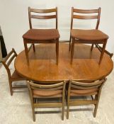 MID CENTURY TEAK DINING TABLE & EIGHT CHAIRS