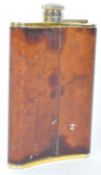 VINTAGE 20TH CENTURY GOLF PLATED LEATHER BOUND HIP FLASK