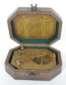 VINTAGE BRASS SUN DIAL IN WOODEN CASE