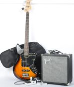 FENDER - SQUIER - JAGUAR BASS GUITAR + AMP + PEDAL