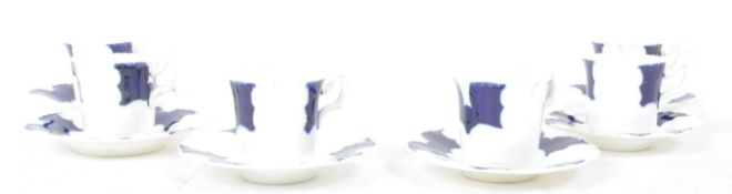 SIX VICTORIAN COALPORT CHINA COBALT BATWING COFFEE CUPS & SAUCERS