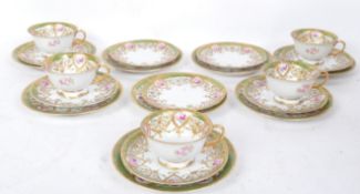 FIVE VINTAGE JAPANESE KOMARU NORITAKE TEACUPS & SAUCERS