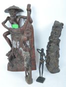 TWO 20TH CENTURY TRIBAL CARVED HARDWOOD STATUES
