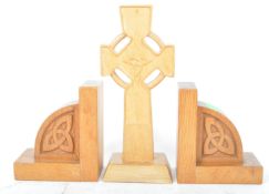 VINTAGE CARVED WOOD CELTIC BOOK ENDS