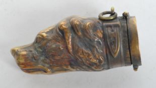 VINTAGE BRASS DOG VESTA CASE