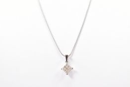 HALLMARKED 18CT WHITE GOLD & DIAMOND PENDANT NECKLACE