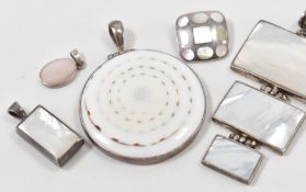COLLECTION OF 925 SILVER SHELL & MOTHER OF PEARL PENDANTS