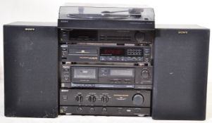 VINTAGE 20TH CENTURY SONY STACKING STEREO SYSTEM & SPEAKERS