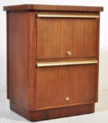 RETRO VINTAGE TEAK VENEER & CHROME FILING CABINET