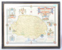 1945 MAP OF NORFOLK - COLOUR ILLUSTRATED - ERNEST CLEGG
