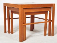 MID CENTURY TEAK & GLASS COFFEE TABLE & NEST OF TABLES