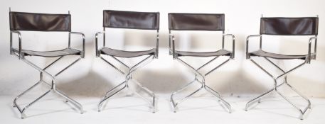 FOUR RETRO VINTAGE CHROME & LEATHER DIRECTORS CHAIRS