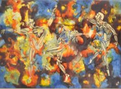 MAIA BRANDT - 'TRIO' - WATERCOLOUR ON PAPER ABSTRACT PAINTING