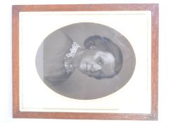 19TH CENTURY VICTORIAN PENCIL & PASTEL PORTRAIT - LADY