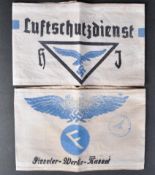 TWO WWII SECOND WORLD WAR GERMAN LUFTSCHUTZ ARMBANDS