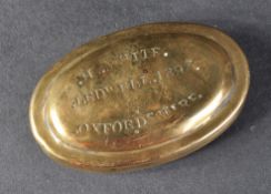 19TH CENTURY BRASS SNUFF BOX TOBACCO TIN