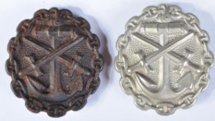 WWI FIRST WORLD WAR IMPERIAL GERMAN NAVY WOUND BADGE