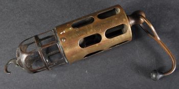 EARLY 20TH CENTURY CAR ENGINE INSPECTION BRASS CAGE LAMP
