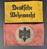 TWO WWII SECOND WORLD WAR GERMAN THIRD REICH ARMBANDS