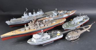 COLLECTION OF ASSORTED SCRATCH BUILT MILITARY MODEL BOATS