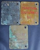THREE GREAT WESTERN RAILWAY BRASS SIGNAL BOX LEVER PLATES