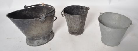 A COLLECTION OF RAILWAY COAL SCUTTLES / FIRE BUCKETS