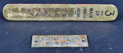 GREAT WESTERN RAILWAY BRASS LEVER PLATE & SHELF PLATE