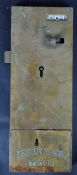 19TH CENTURY BRASS PENNY SLOT RAILWAY DOOR HANDLE / LOCK