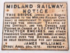 MIDLAND RAILWAY CAST IRON BRIDGE NOTICE