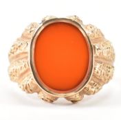 HALLMARKED 9CT GOLD & CARNELIAN SIGNET RING