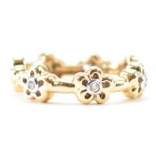 HALLMARKED 18CT GOLD & DIAMOND FLOWER BAND RING